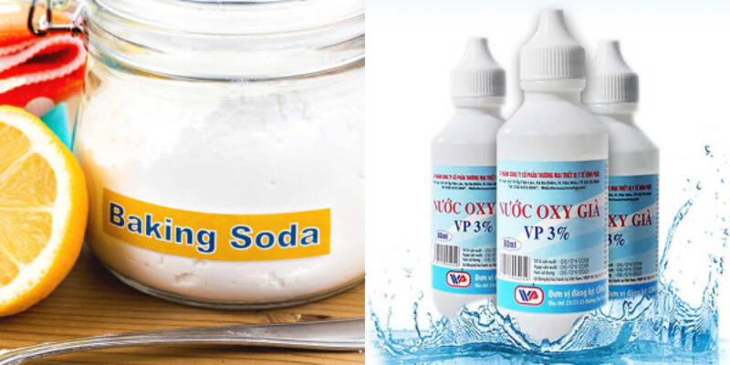 Sử dụng baking soda cùng với nước oxy già giúp tẩy sạch vết ố